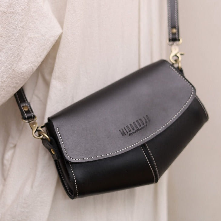 Cute LEATHER Sling Bag Side Bags Black WOMEN Saddle SHOULDER BAG Small –  Feltify