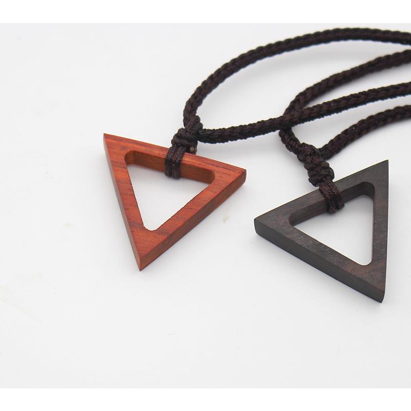 Ebony Camwood Handmade Necklace Triangle Geometric Charm Pendant Gift Jewelry Accessories Women
