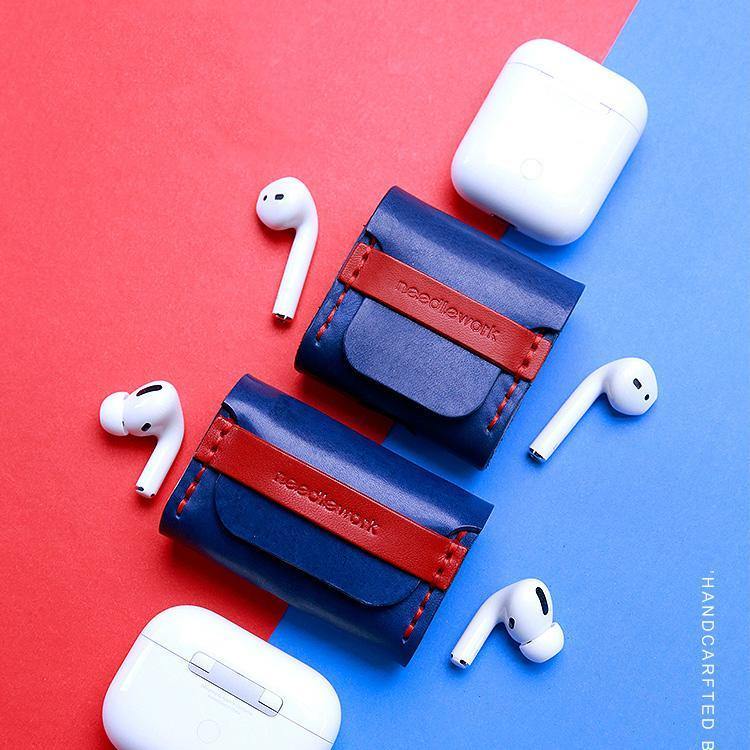 Best Blue Leather AirPods Pro Case Custom Leather Wood AirPods 1&2 Case Airpod Case Cover Personalised Airpod Case