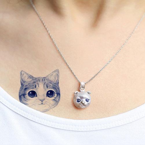 Handmade Silver Necklace Cat Kitty Pet Unique Cute Bracelet Necklace Pendant Christmas Gift Jewelry Accessories Women