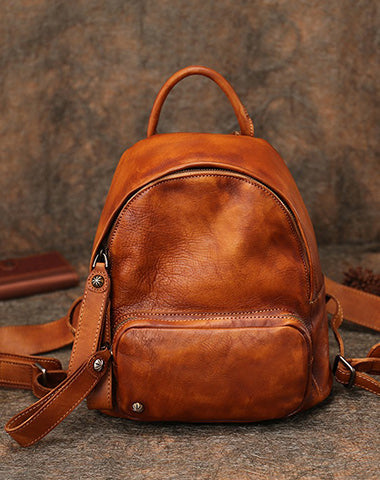 Classic Leather Rucksack Womens Compact Leather Backpack Bag Ladies Ba –  Feltify
