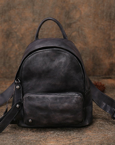 Classic Coffee Leather Rucksack Bag Womens Compact Leather Backpack La – Feltify