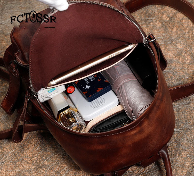 compact backpack women leather Classic Rucksack Womens Leather Bag Ladies Ba – Feltify Choose the option that Derek Alexander Curated: Underutilized Catch Box Option:American Shad