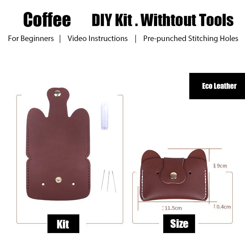 DIY Coffee Leather Card Holder Kits DIY Leather Dogs Card Wallet Kit DIY Leather Projects DIY Leather Kit