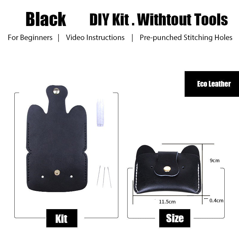 DIY Black Leather Card Holder Kits DIY Leather Dogs Card Wallet Kit DIY Leather Projects DIY Leather Kit