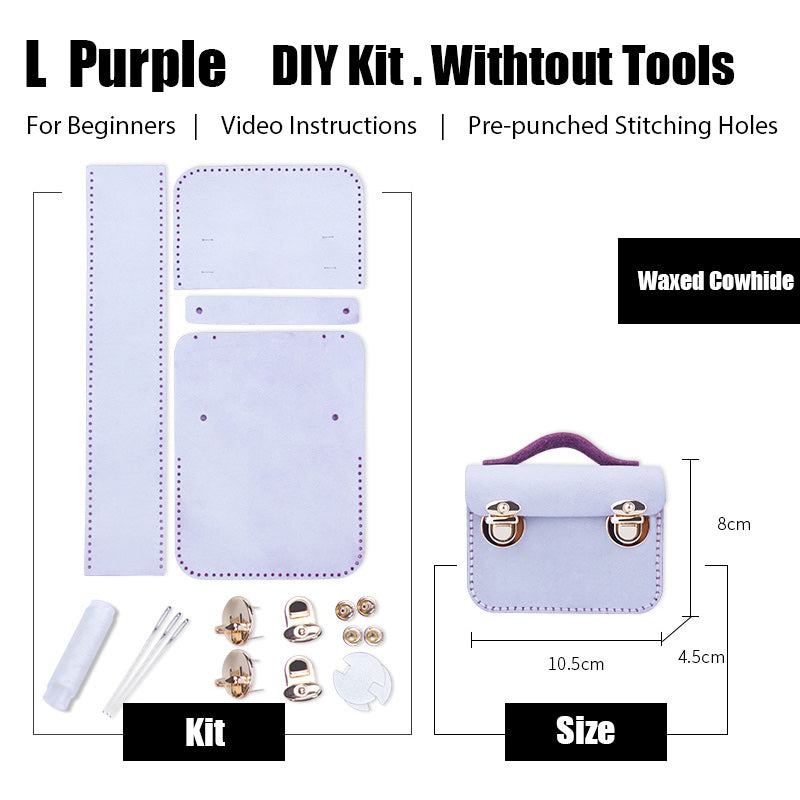DIY Leather AirPods Case Kits DIY Leather Mini Satchel Bag Kit DIY Purple Waxed Leather Projects DIY Leather Pouch Kit