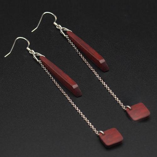 Ebony Camwood Resin Earrings Minimal Stick Chain Long Drop Dangle Gift Jewelry Accessories Women