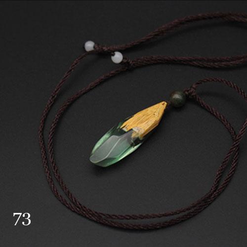 Wooden Necklace Sandalwood Resin Handmade Minimal Stick Charm Pendant Gift Jewelry Accessories Women
