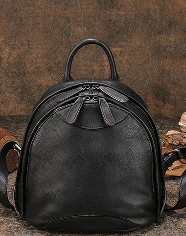dark brown leather backpack womens Classic Brown Leather Small Rucksack Bag Womens Compact Leather Backpa – Feltify