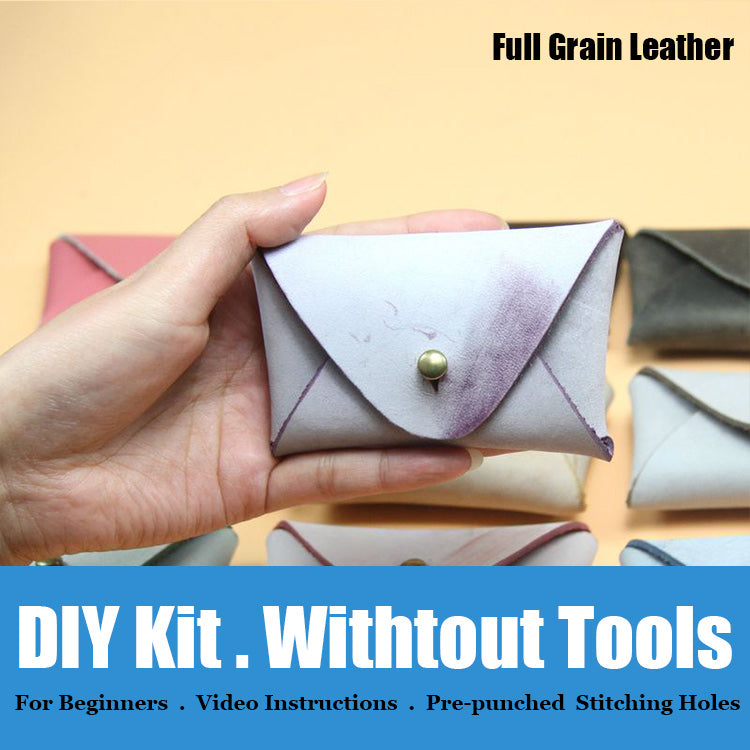 Minimalism Leather Card Holder Kit DIY Black Leather Coin Wallet Kit DIY  Leather Projects DIY Leather Kit