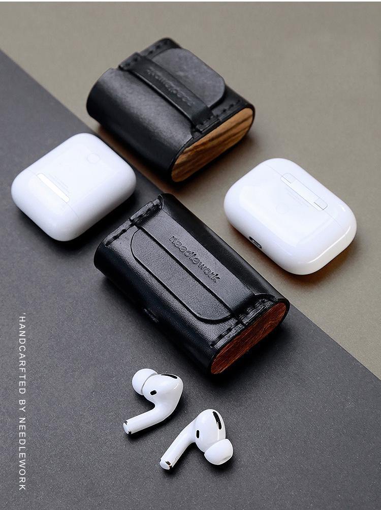 Best Black Leather AirPods Pro Case Custom Wood AirPods 1&2 Ca – Feltify