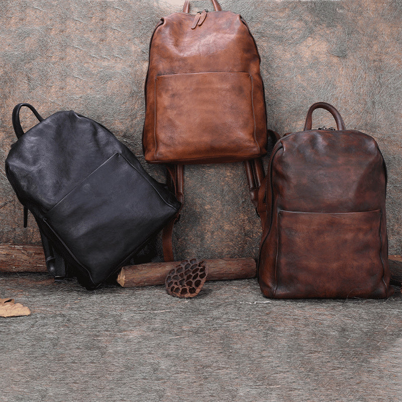 Best Minimalist Leather Rucksack Bag Womens Vintage School Backpacks Leather Backpack Purse
