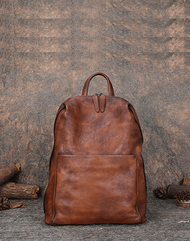Best Minimalist Leather Rucksack Bag Womens Vintage School Backpacks Leather Backpack Purse