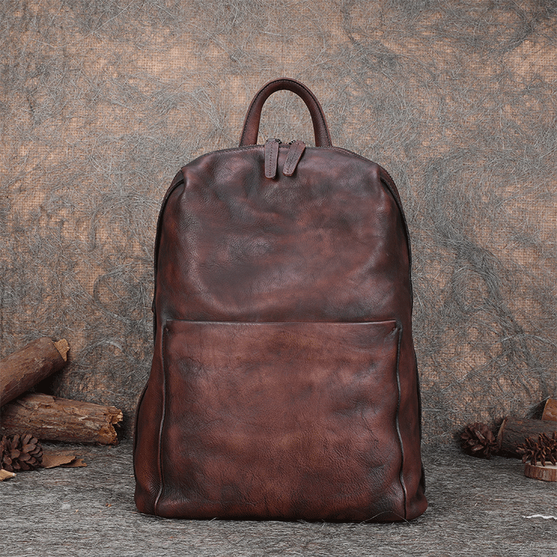 best minimal leather backpack Minimalist Coffee Rucksack Bag Womens Vintage School Backpacks Leather Purse you will find natural Device Size:16
