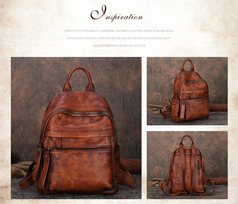 Best Vintage Black Gray Leather Rucksack Bag Womens Vintage School Bac – Feltify