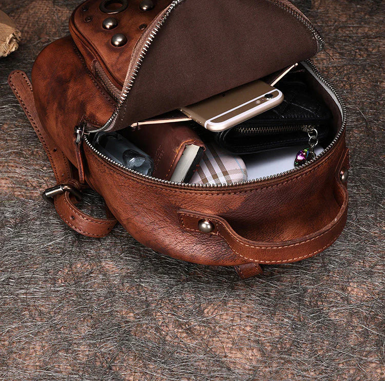 Vintage Brown Leather Roller Bag – No Name, Key and Locks Work