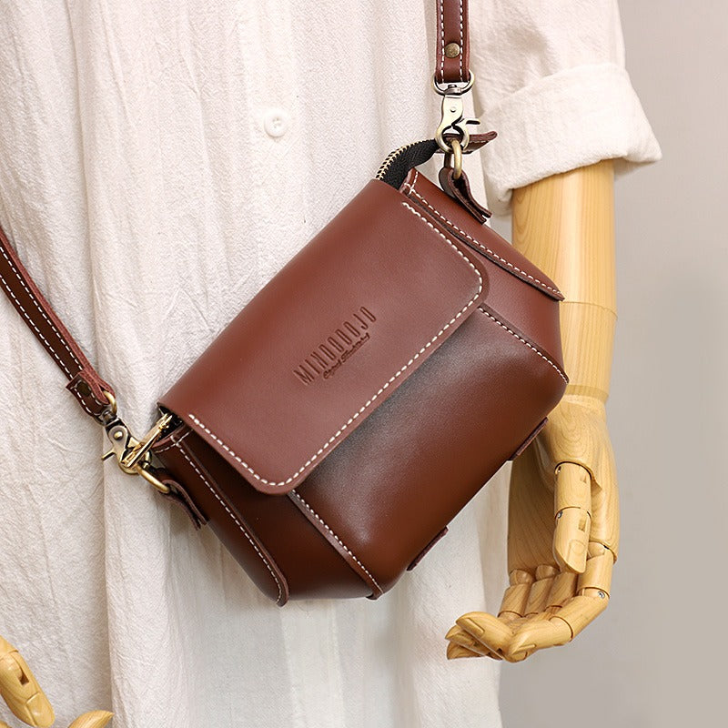 Coffee LEATHER Small Cute Side Bag WOMEN SHOULDER BAG Small Crossbody Purse FOR WOMEN