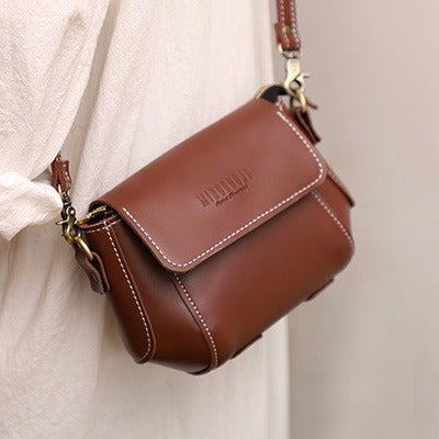 Coffee LEATHER Small Cute Side Bag WOMEN SHOULDER BAG Small