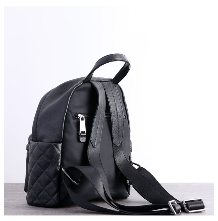 black leather women's backpack purse Black Leather Satchel Backpack Womens Cute School Backpack Bag Black C –  Feltify