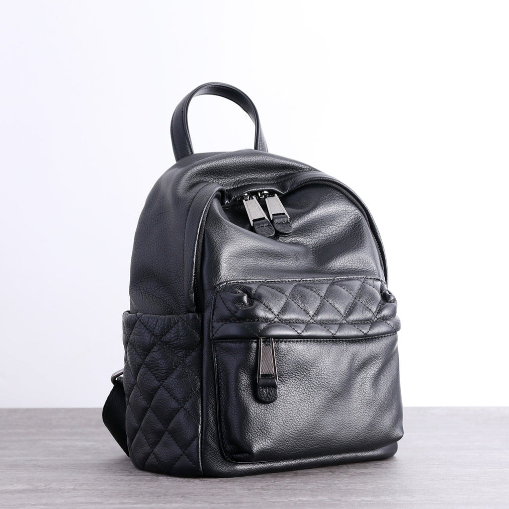 black leather backpack for girls Black Leather Satchel Backpack Womens Cute School Backpack Bag Black C – Feltify