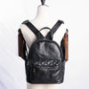 Black Leather Satchel Backpack Womens Cute School Backpack Bag Black College Rucksack for Ladies