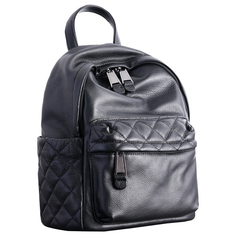 black leather women's backpack purse Black Leather Satchel Backpack Womens Cute School Backpack Bag Black C –  Feltify