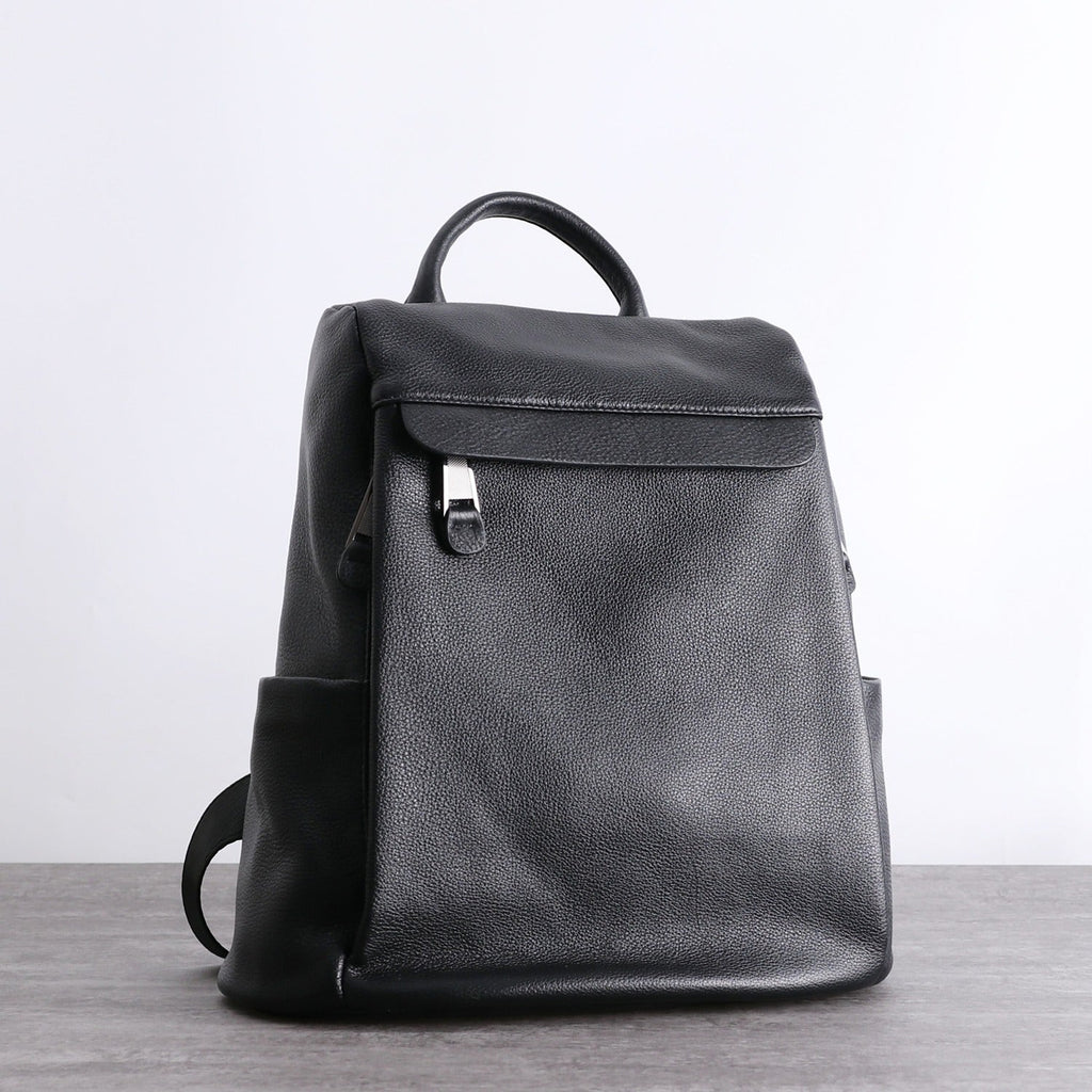 black leather backpack ladies Black Leather Satchel Backpack Womens Cute School Backpack Bag Black L – Feltify