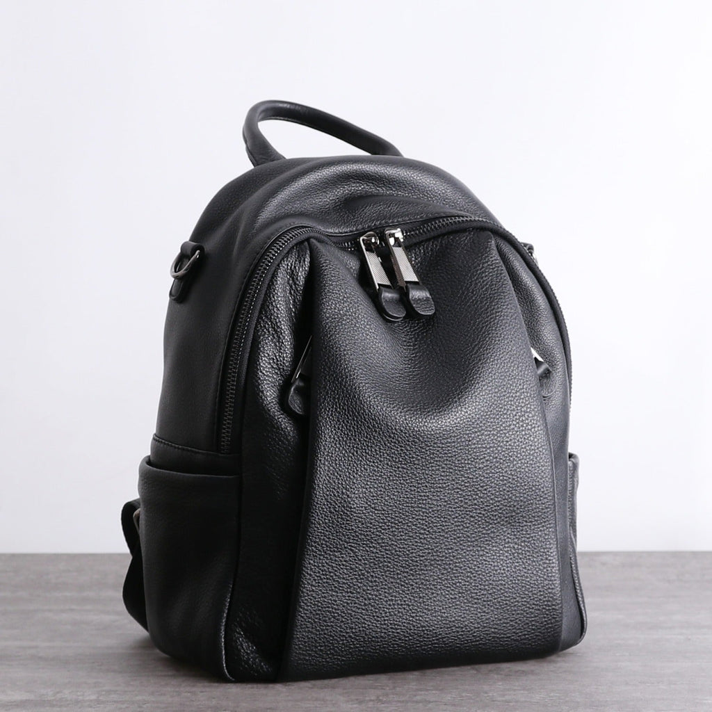 cute backpacks girl leather Black Leather Satchel Backpacks Womens Cute School Backpack Bag Black – Feltify