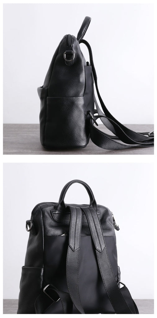 cute leather backpacks school Black Leather School Backpack Womens Cute College Backpack Bag Black L –  Feltify
