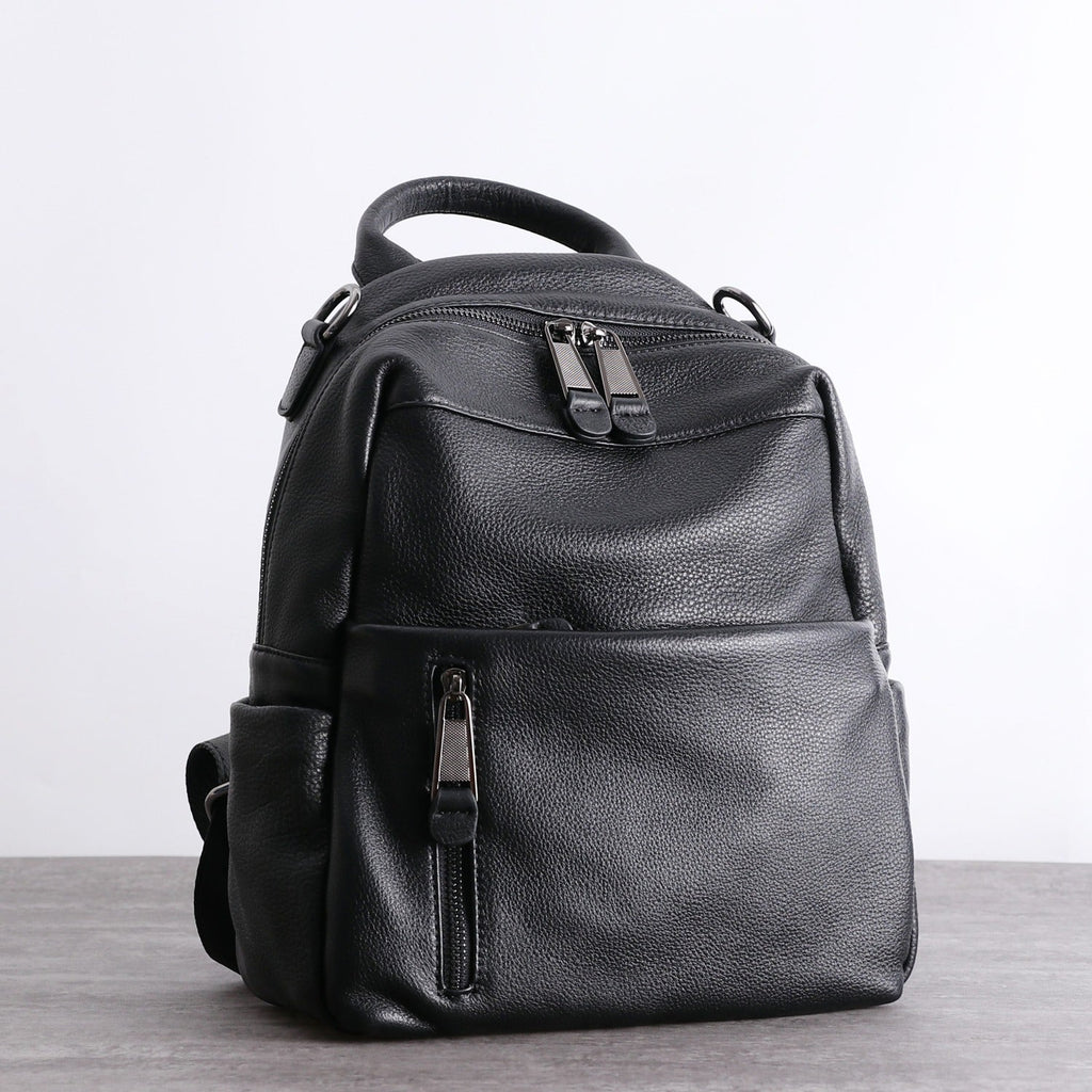 backpacks black leather Black Leather School Backpacks Womens Cute College Backpack Bag Black – Feltify
