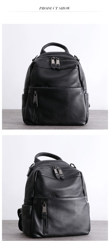 cute leather travel backpacks Black Leather School Backpacks Womens Cute College Backpack Bag Black – Feltify