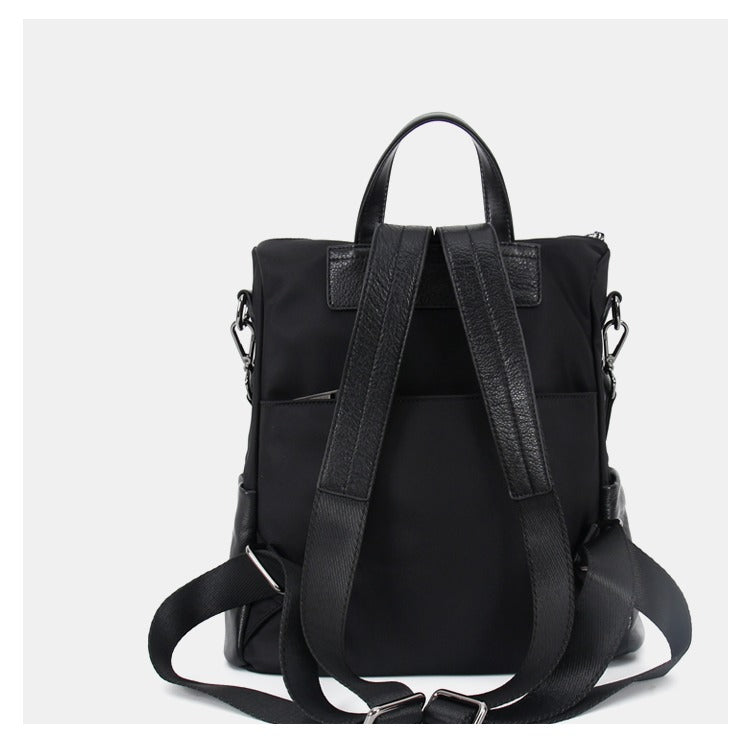 black leather convertible backpack shoulder bag Black Nylon Backpack Womens Convertible Backpack Handbag Nylon Rucksac – Feltify