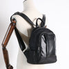 Black Nylon Leather Satchel Backpack Womens Small School Backpacks Bag Nylon Leather Travel Rucksack for Ladies