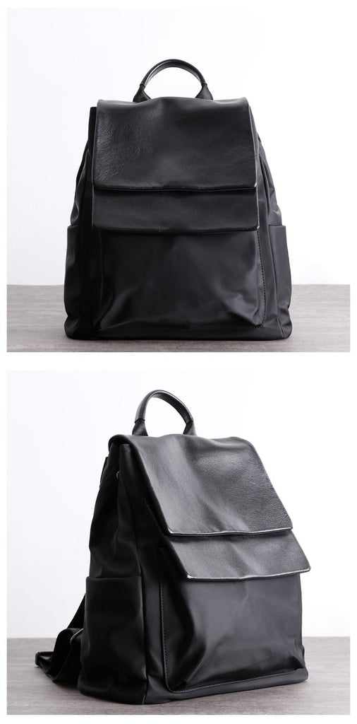 black faux leather backpack urban outfitters Black Nylon Satchel Backpack Womens School Backpacks Bag Nylon Leather – Feltify