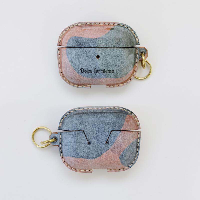 Camouflage Leather AirPods Pro Case with Wristlet Strap Contrast Color  Leather AirPods Case Airpod Case Cover