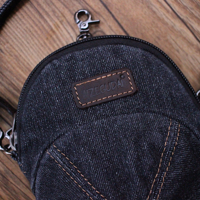 Blue Unique Denim Cap Mini Shoulder Bags Belt Pouch Denim