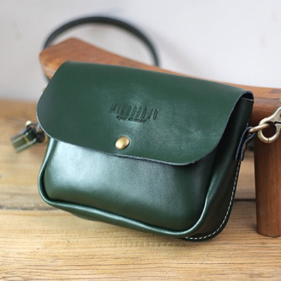 Green Leather Crossbody Camera Bag