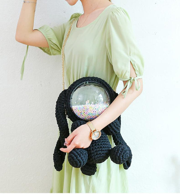 Cute Crochet Bunny Backpack Rabbit Crochet Shoulder Bag for Girl Bunny ...