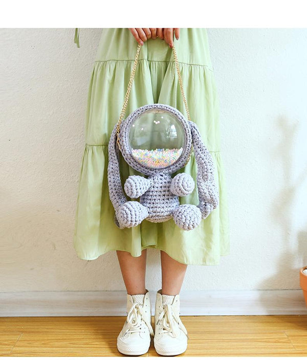 Cute Crochet Bunny Backpack Rabbit Crochet Shoulder Bag for Girl Bunny ...