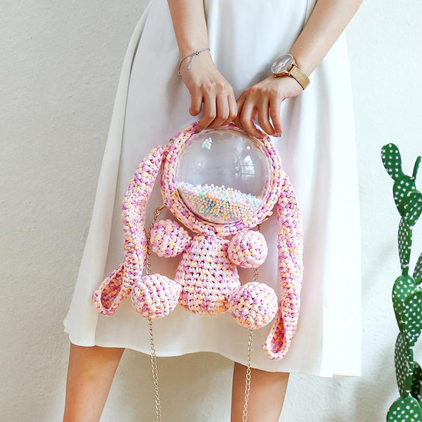 Cute Crochet Bunny Backpack Rabbit Crochet Shoulder Bag for Girl Bunny ...