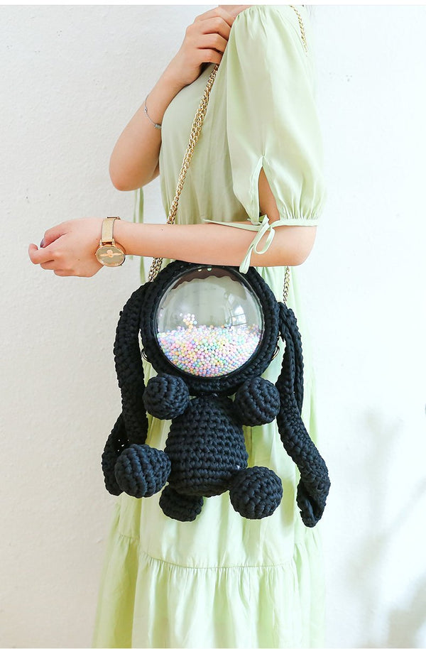 Cute Crochet Bunny Backpack Rabbit Crochet Shoulder Bag for Girl Bunny ...