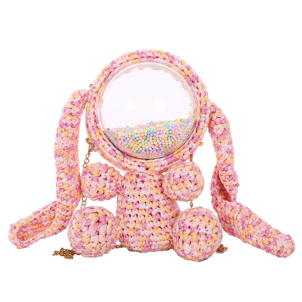 Cute Crochet Bunny Backpack Rabbit Crochet Shoulder Bag for Girl Bunny ...