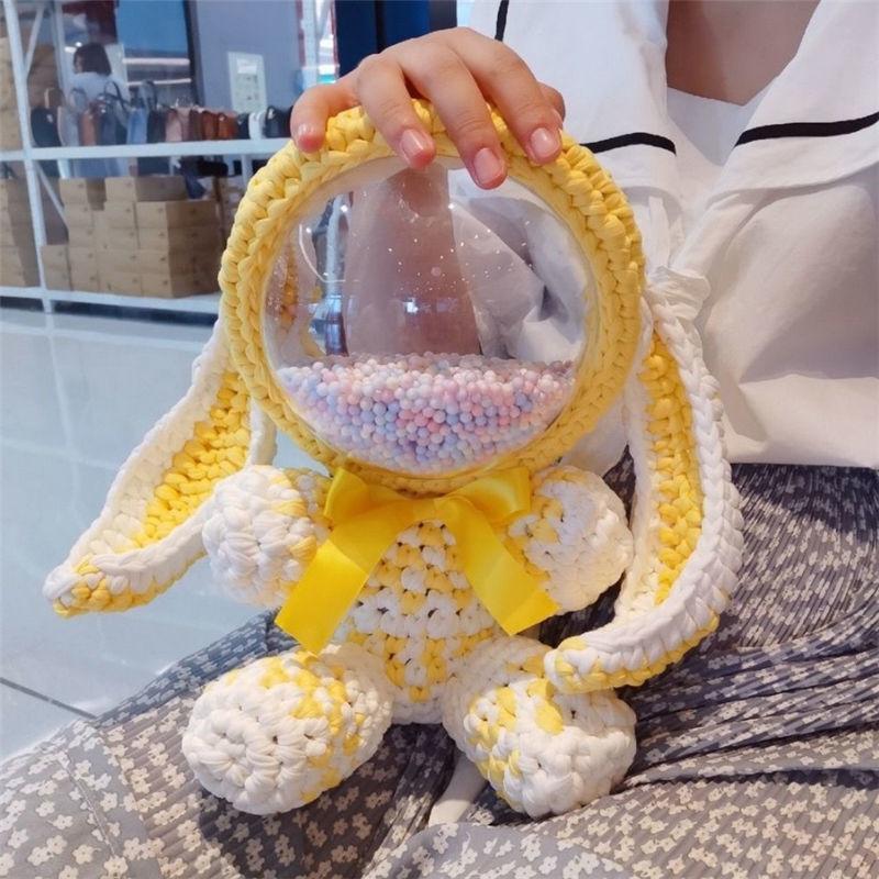 Cute Crochet Bunny Backpack Rabbit Crochet Shoulder Bag for Girl Bunny ...