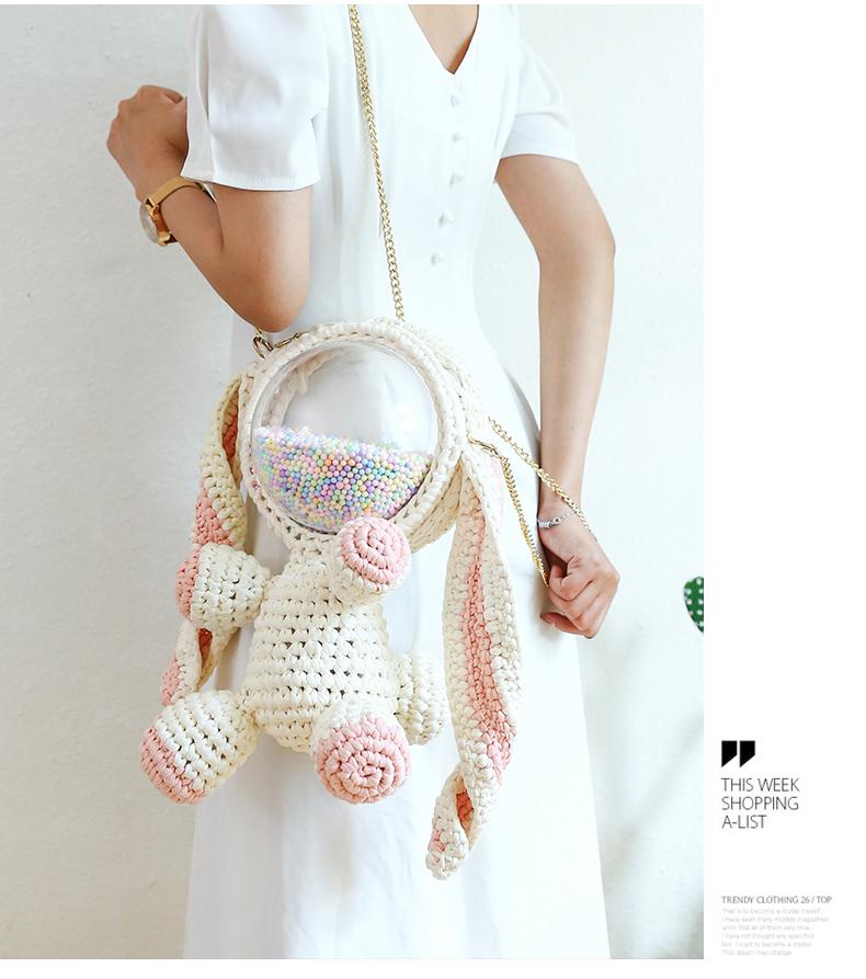 Cute Crochet Bunny Backpack Rabbit Crochet Shoulder Bag for Girl Bunny ...