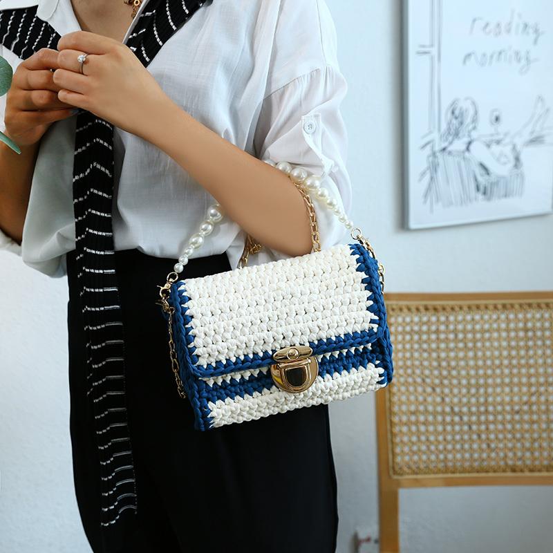 Light Blue Small Crochet Tote Bag