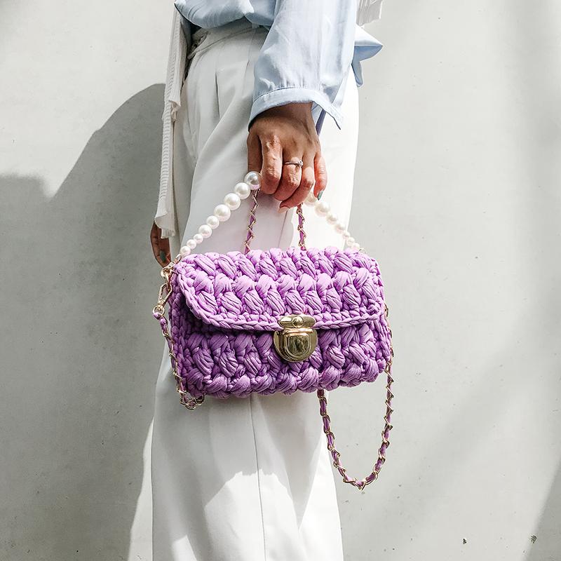 Small handbag/Shoulder bag - Purple/patterned - Ladies