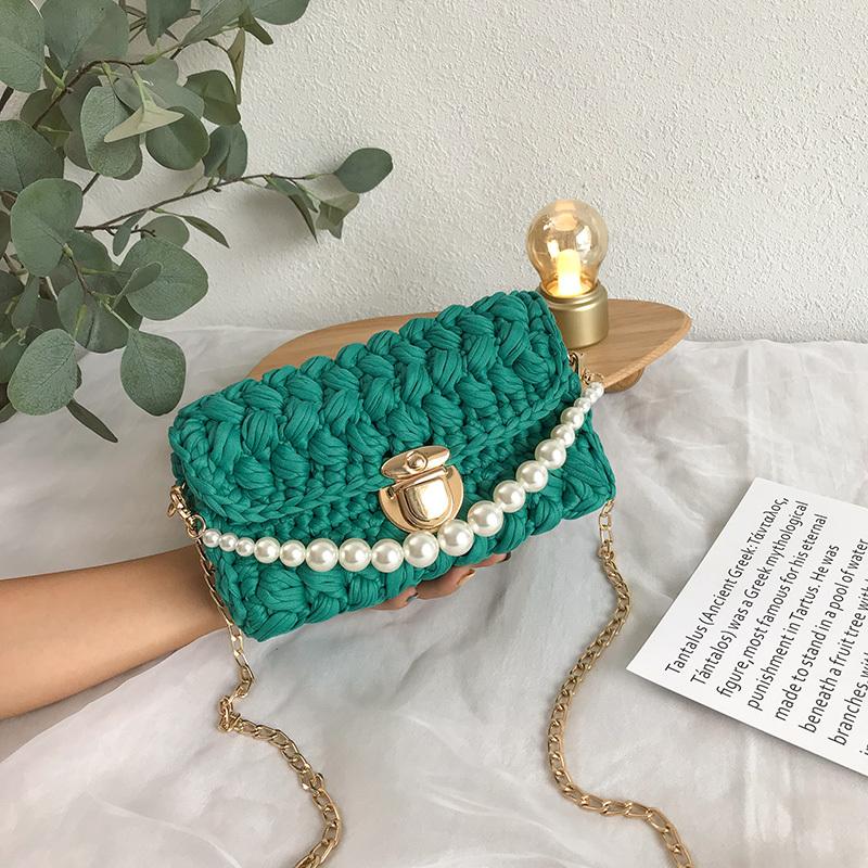Cute Green Crochet Small Handbag Crossbody Purse Crochet Shoulder Bag for Girl Cute Crochet Purses