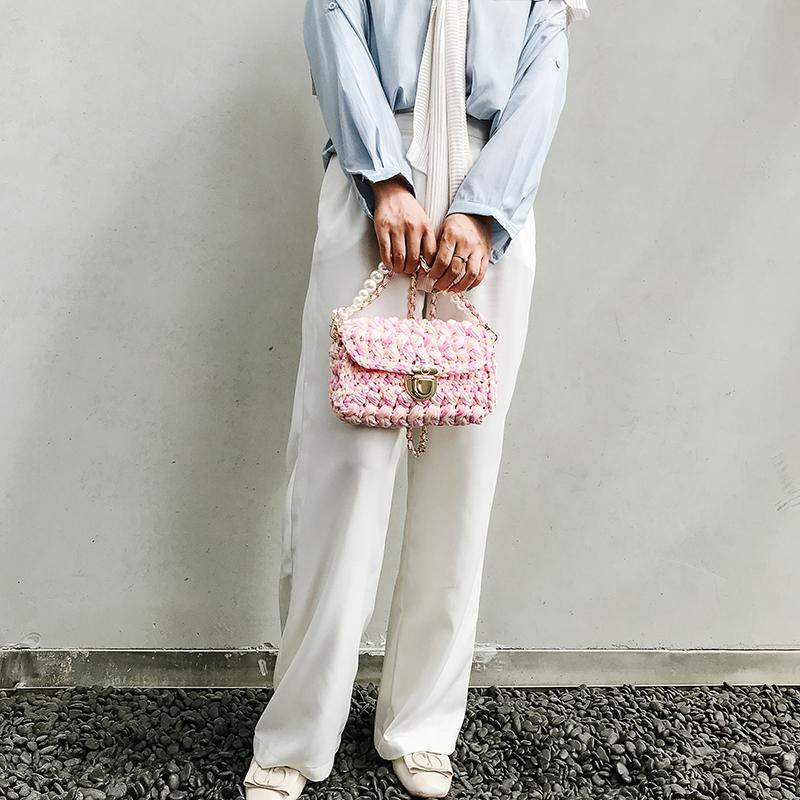 White Alabaster Straw Weaving Crossbody Bag | Azazie