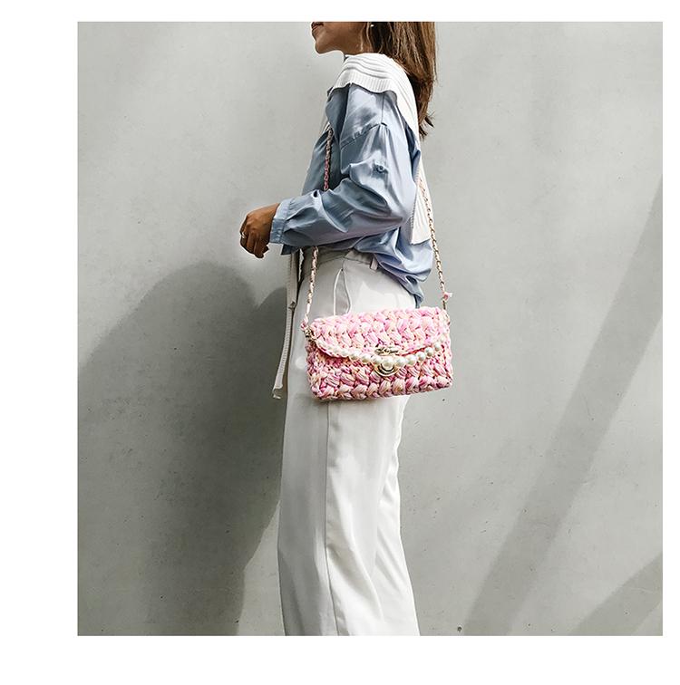 Cute Pink&Yellow&White(Square) Crochet Small Handbag Crossbody Purse C –  Feltify