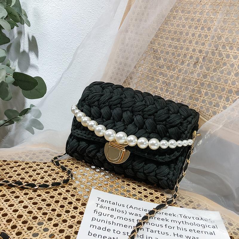 Black Crochet Bag for Women Handwoven Small Purse Handmade 